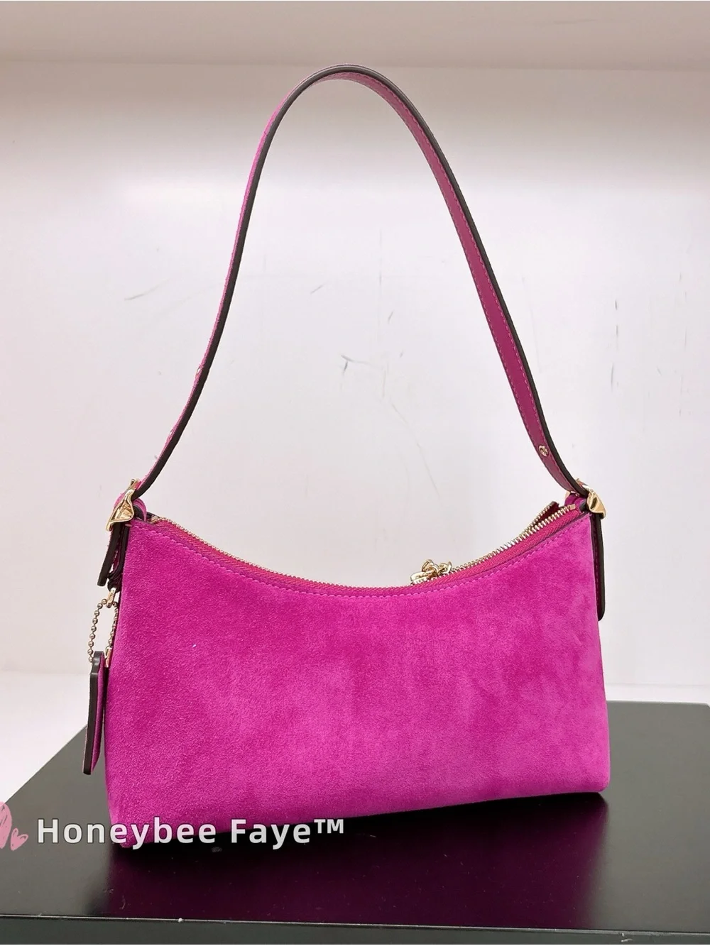 Coach EmeiliaSuede Shoulder Bag in Hot Pink